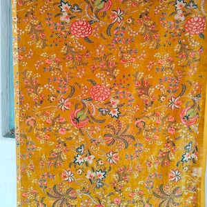 Floral Printed Cotton Velvet Curtains: Boho Luxury Drapes, Set of 2