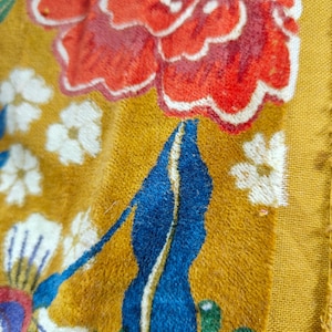 Flower printed Cotton Velvet fabric, Velvet Curtain fabric by the yard Luxury Indian cotton velvet fabric Velvet upholstery fabric Yellow