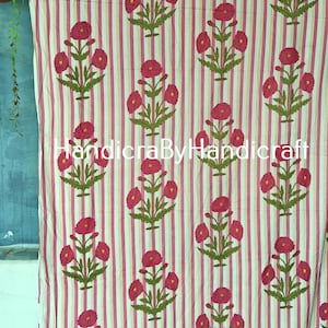 Hand Block Print Cotton Curtain: Indian Floral Boho Drapes
