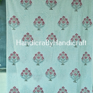 Indian Cotton Curtain: Hand Block Print Boho Drapes Floral Print Curtains Choose You Hanging