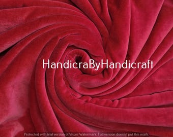 Floral Velvet Upholstery Fabric: Soft Plush Cotton, Rani Pink