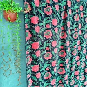 Cortina de terciopelo indio, estilo bohemio, de lujo, ideal como regalo de inauguración de la casa, decoración colorida, con estampado floral, hecha a mano.