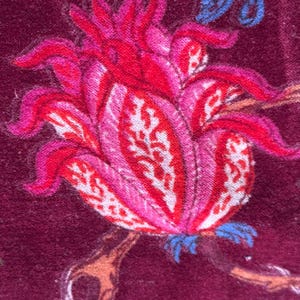 Red Floral printed Cotton Velvet fabric, Velvet Curtain fabric by the yard Luxury Indian cotton velvet fabric Velvet upholstery fabric