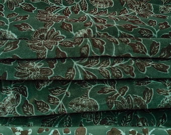 Green Floral Velvet Fabric: Indian Cotton Upholstery, Drapery