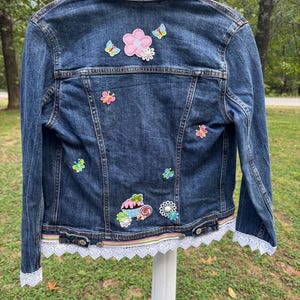 Cupcake & Flowers Upcycled Jean Jacket