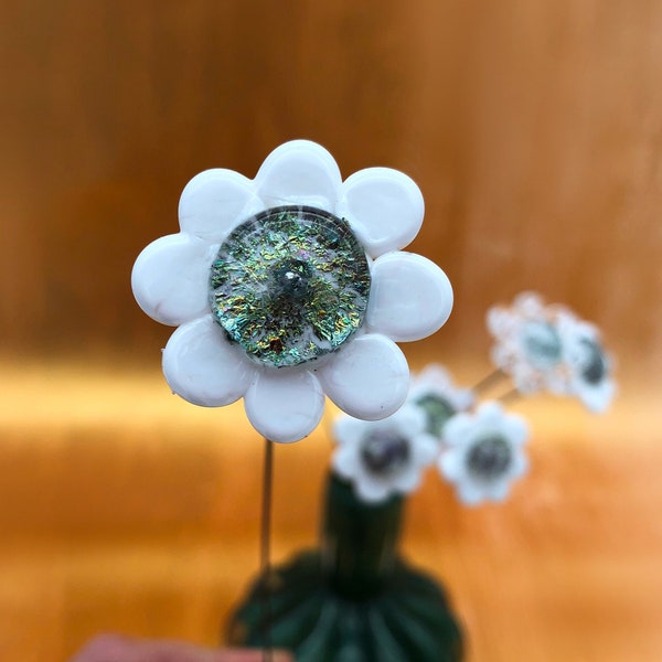 Pflanzenstecker, Glitzer Blümchen Glas, blumenstecker Deko für Kunstblumen, Eisblume