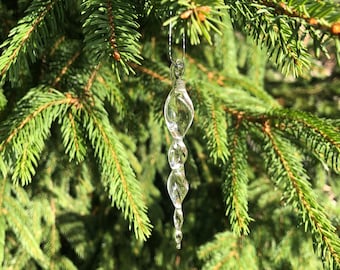 glass icicles for the Christmas tree, hand-blown Christmas tree decorations crystal glass