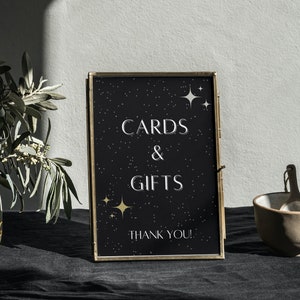 Cartões de casamento e sinal de presentes celestiais | Adapta-se ao quadro 5x7 | Cartões de download digital e sinal de presentes para casamento celestial | Download instantâneo