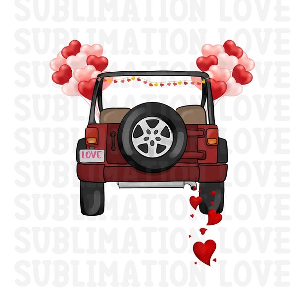 Valentine's Day PNG, Valentines Jeep PNG Clipart, Hearts Love PNG, Valentine png, Clipart, Sublimation, Printable Artwork, Valentine Truck