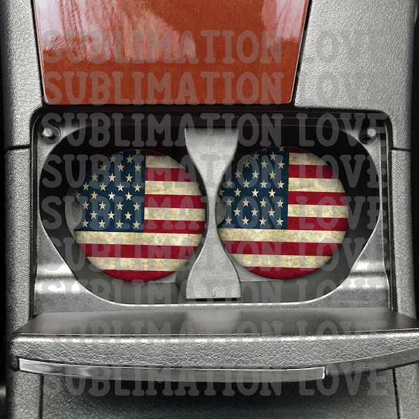 Distressed American Flag Car Coaster PNG, Sublimation Car Coaster Designs, Car Coasters, Digital Download, Instant Download