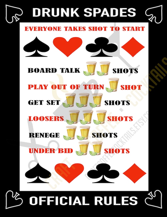 Drunk Spades Instant Download JPG PNG PDF Bachelor Etsy