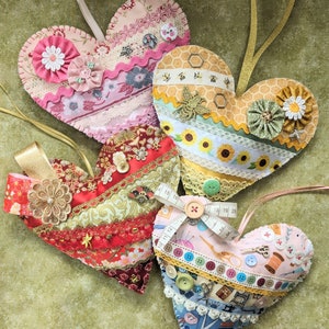 Slow Stitch Hanging Heart Kit - Choice of Pink Floral, Sewing, Gold Blossom or Busy Bee Theme!