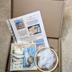 Seascape Textured Landscape Hoop Art Kit Slow Stitch, Landscape Embroidery, Textile Art, Mixed Media, Craft Kit with Instructions image 4