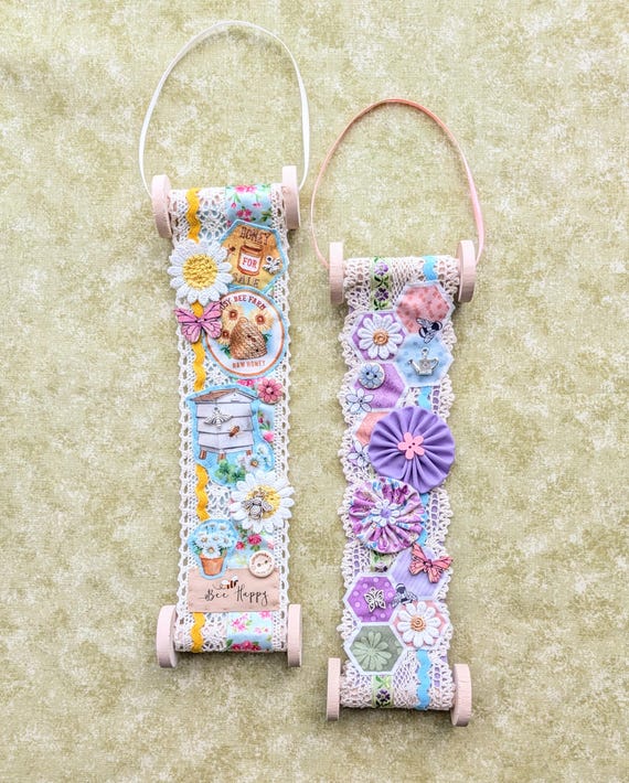 Mini Bobbin Wall Hanging Kit - Slow Stitch, Handmade, Mindful Stitching, Craft & Embroidery Kit Beehive Honeycomb