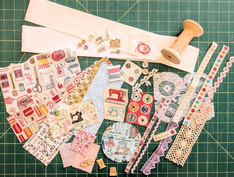 Make Your Own Slow Stitch Bobbin Kit - Vintage Paris Style, Sew Lovely and Beside The Sea Themed Mindful Stitching, Craft & Embroidery Kit Sew Lovely