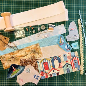 Make Your Own Slow Stitch Bobbin Kit - Vintage Paris Style, Sew Lovely and Beside The Sea Themed Mindful Stitching, Craft & Embroidery Kit Beside The Sea