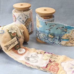 Make Your Own Slow Stitch Bobbin Kit - Vintage Paris Style, Sew Lovely and Beside The Sea Themed Mindful Stitching, Craft & Embroidery Kit