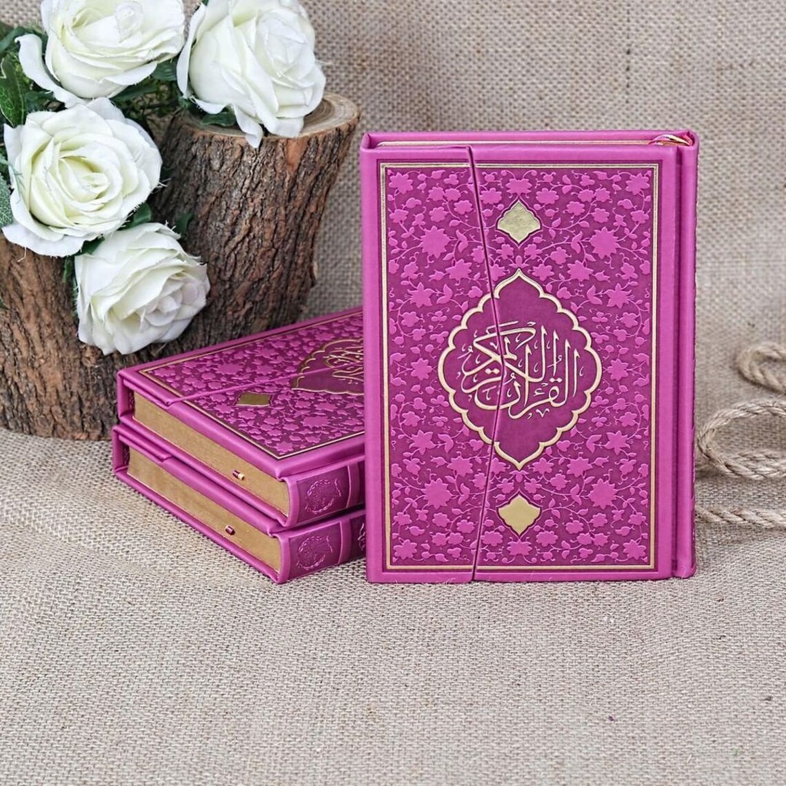 The Holy Quran with Hosni Calligraphy The Holy Quran Pink Etsy