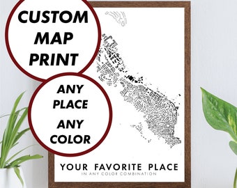 Custom Map of Anywhere in Any Color