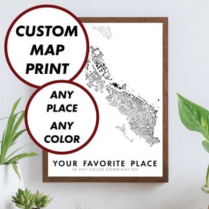 Carte personnalisée de n'importe où dans n'importe quelle couleur