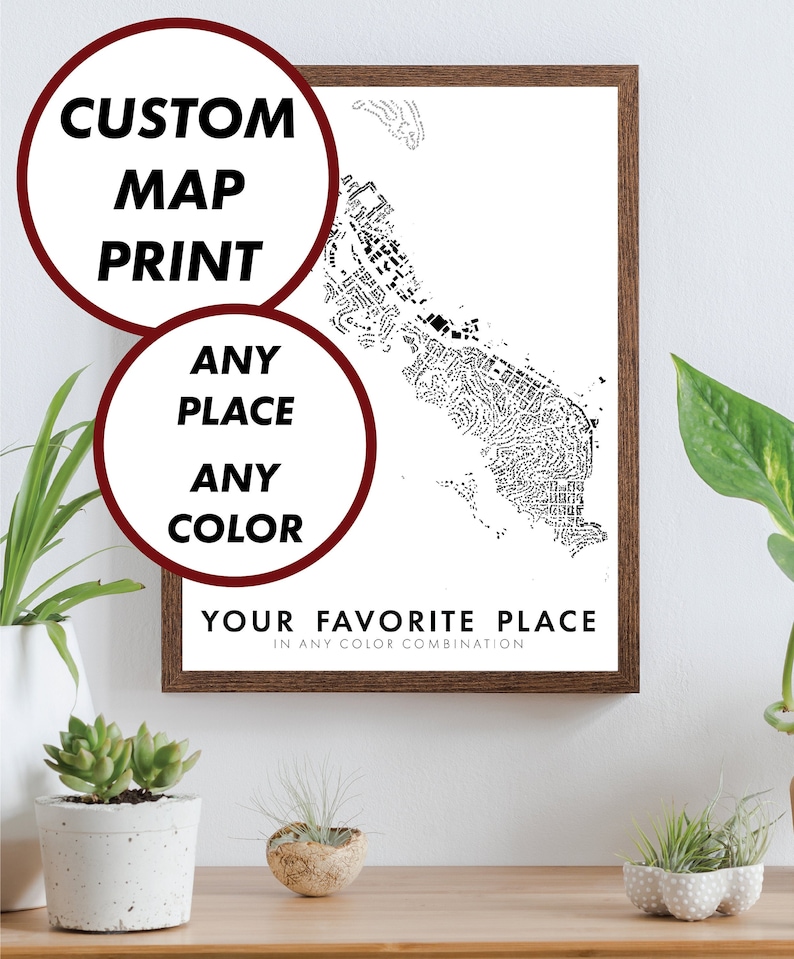 Etsy Color Map Custom Map of Anywhere in Any Color - Etsy