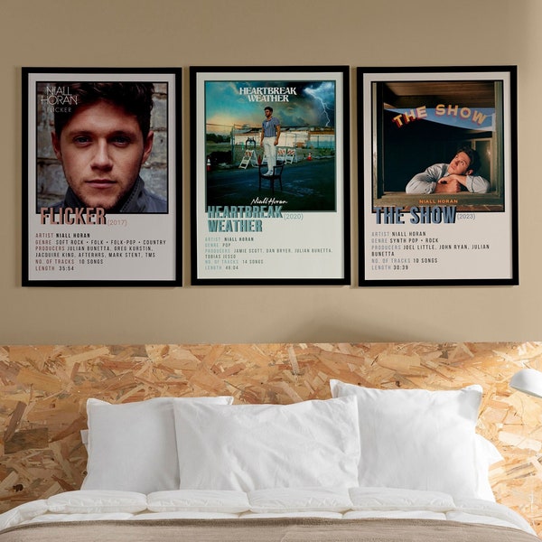 3 PCS. Niall Horan Album Art Cover Digital Prints || Wall Decor, Wall Art, Art Decor, Digital Download Only, Heartbreak Weather, Flicker