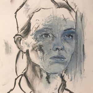 Contemporary Portrait - Oil and Charcoal on Paper - Original Artwork