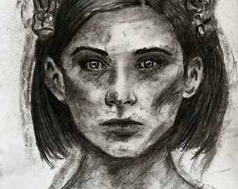 Dibujo de retrato al carboncillo - Ilustraciones originales