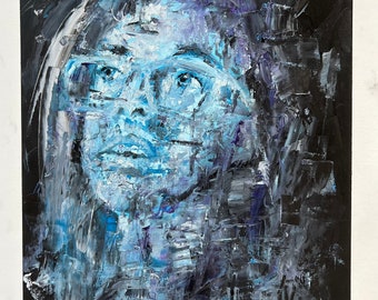 Original Contemporary Portrait Painting - Oil on A3 Paper