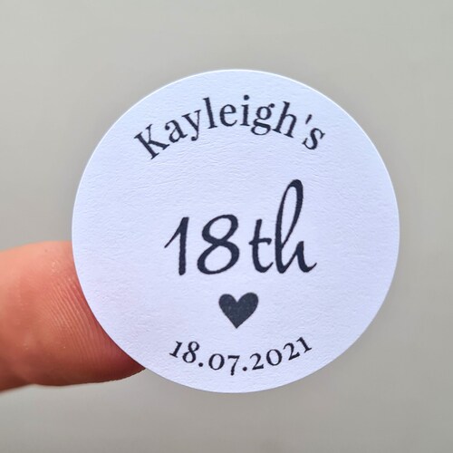 Personalised Round Birthday Party Sweet Bag Stickers 37mm 18th Etsy