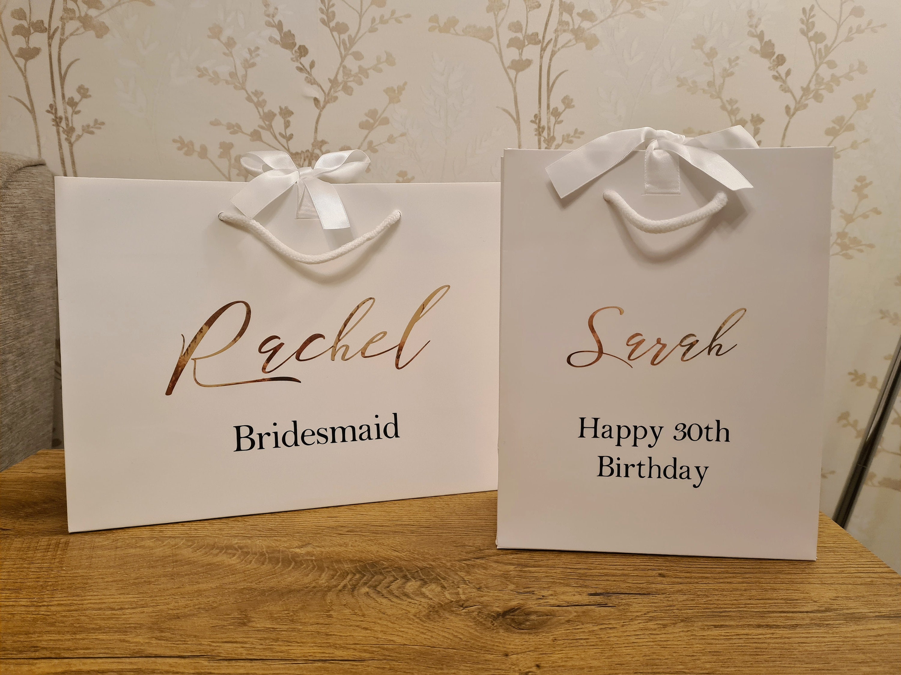 Personalised White Luxury Gift Bags Weddings Birthdays Etsy UK