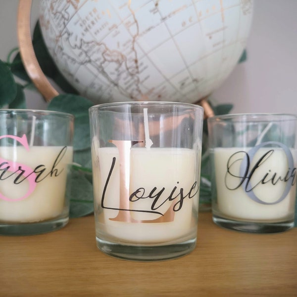 Personalised Candle with Initials | Bridesmaid Boxes | Bridal Party | Wedding Gift |  Thank You Gift | Home Decor | Rose Gold, Silver, Gold