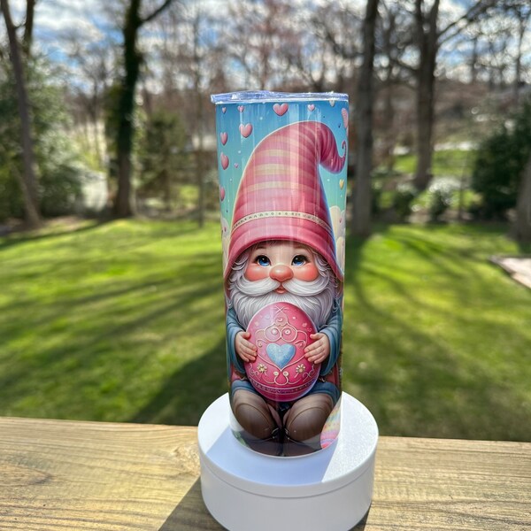 20oz Easter Gnomes  Skinny Tumbler mug cup with Lid, Straw. – Stainless Steel Insulated Tumbler for Hot and Cold Drinks