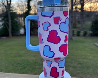 40oz Valentines   Tumbler Quencher  mug cup with Lid, Straw. – Stainless Steel Insulated Tumbler for Hot and Cold Drinks