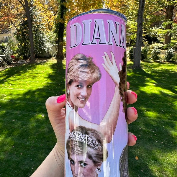 20oz Princess Tumbler mug cup Diana tumbler. – Stainless Steel Insulated Tumbler for Hot and Cold Drinks. Pink Becher