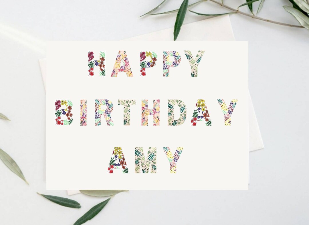 Personalised Floral Happy Birthday Card Floral Birthday - Etsy UK