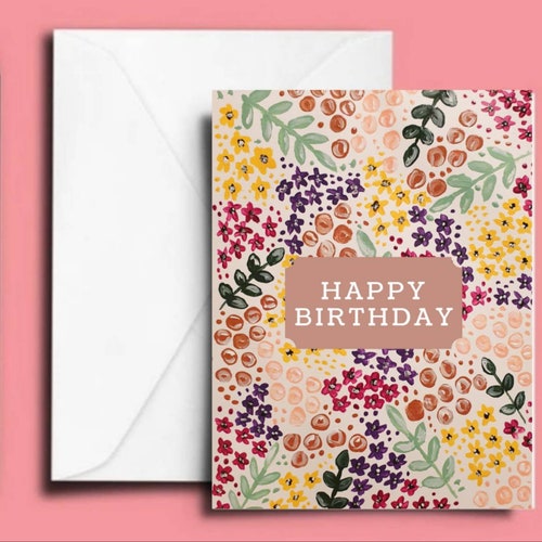 Floral Happy Birthday Card Birthday Card for Her UK Etsy