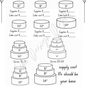 Cake Pricing Chart Printable – Bakery Cost Sheet (Digital Download)
