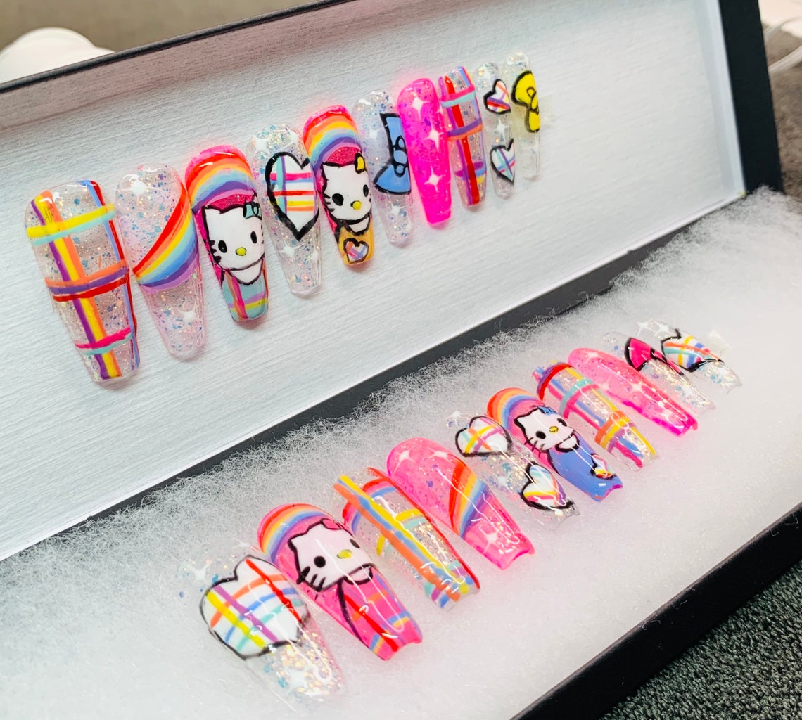 Hello Kitty Press on Nails Etsy