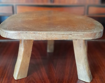 Vintage 3 Legs Milking Wooden Stool Stable Robust Side/ Plant Table Small Foot Stool