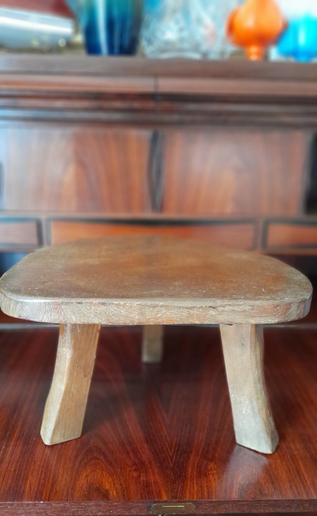 Vintage 3 Legs Milking Wooden Stool Stable Robust Side/ Plant Table ...