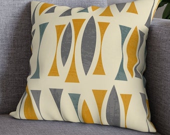 Mustard Gray Throw Pillow Cover Geometric Abstract Cushion Mid-Century Modern Home Decor MCM Decorative Pillows Retro Pillow Case Mid MOD