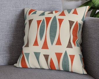 Mid Century Modern Pillow Cover Orange Blue Geometric Abstract Cushion  Home Decor MCM Decorative Throw  Pillows Retro Pillow Case Mid MOD