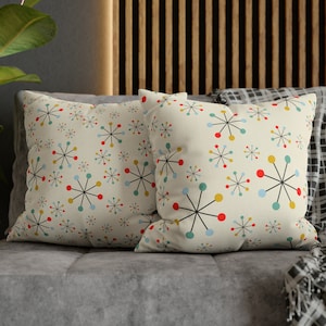 MCM Pillow Cover Mid Century Modern Pillow Case Retro Cushion Decorative Accent Pillow Atomic Starburst Home Decor 60s