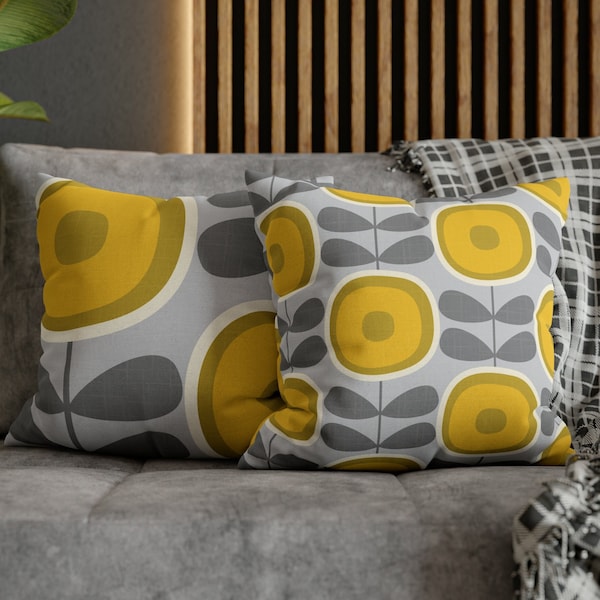 Scandinavian Flower Pillow Case Abstract Dandelion Cushion MCM Retro Mid Century Throw Pillow Cover Gray Mustard Yellow Scandi Home Decor
