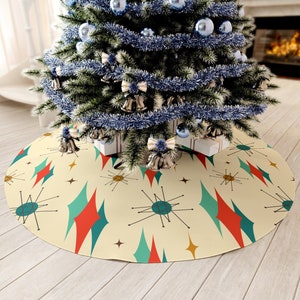 Retro Tree Skirt Christmas Tree Decor Mid Century Modern 1950s 1960s Atomic Franciscan Starburst Tree Skirt MCM Xmas Christmas Decorating