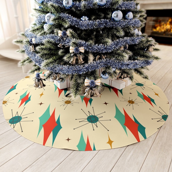 Retro Tree Skirt Christmas Tree Decor Mid Century Modern 1950s 1960s Atomic Franciscan Starburst Tree Skirt MCM Xmas Christmas Decorating