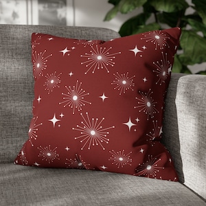Christmas Pillow Cover Mid Century Modern Atomic Starburst Snowflakes Xmas Cushion Cover Holiday Pillows Retro MCM Home Decor Throw Pillow