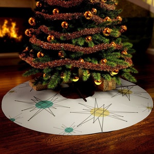 Franciscan Starburst Tree Skirt Christmas Tree Decor Mid Century Modern 1950s 1960s Atomic MCM Retro Xmas Christmas Decorating Tree Skirt