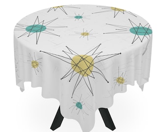 Franciscan Starburst Tablecloth Retro Mid Century Modern MCM Tablecloth Table Decoration Square Atomic Age Tablecloth 1950s 1960s Home Decor